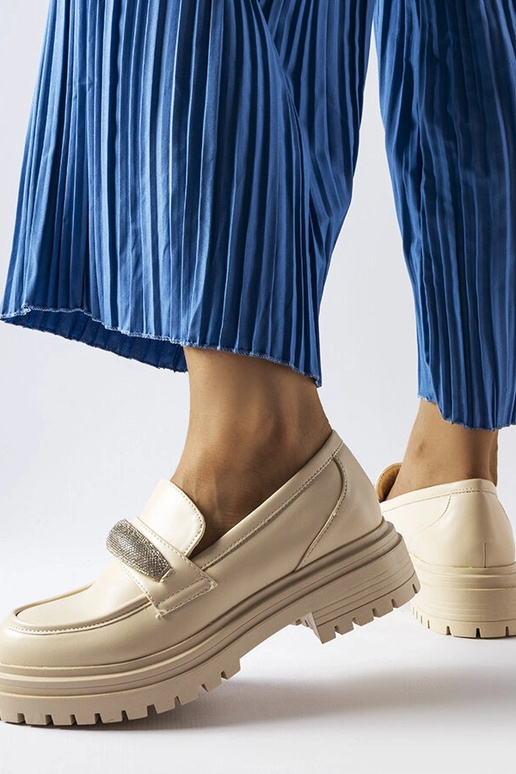 Béžové mokasíny so zirkónmi Hartford