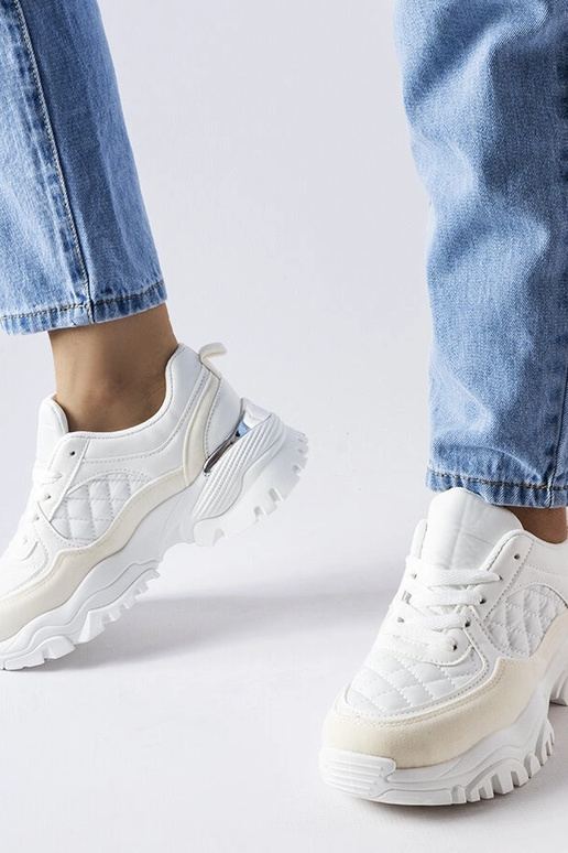 Biele športové topánky so striebornou...