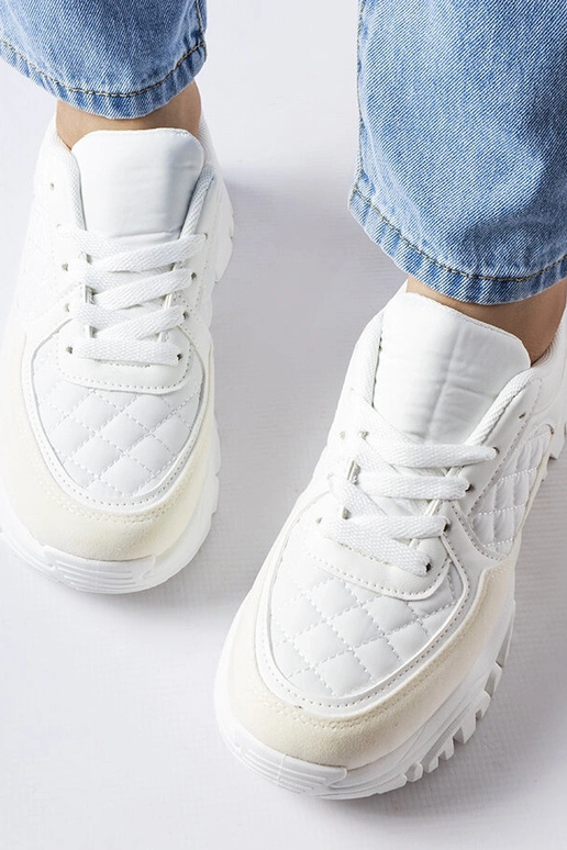 Biele športové topánky so striebornou...