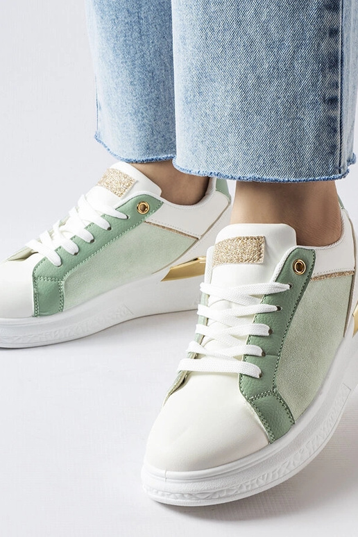 Bielo-zelené topánky so zlatým...