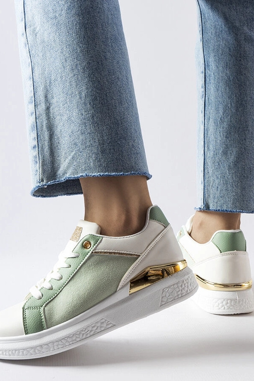 Bielo-zelené topánky so zlatým...