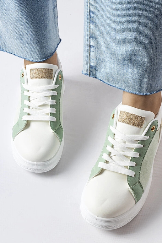 Bielo-zelené topánky so zlatým...