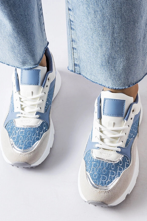 Modro-biele topánky so strieborným...