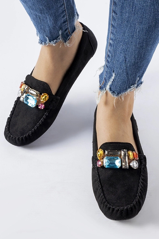 Čierne mokasíny s ozdobným fusco...