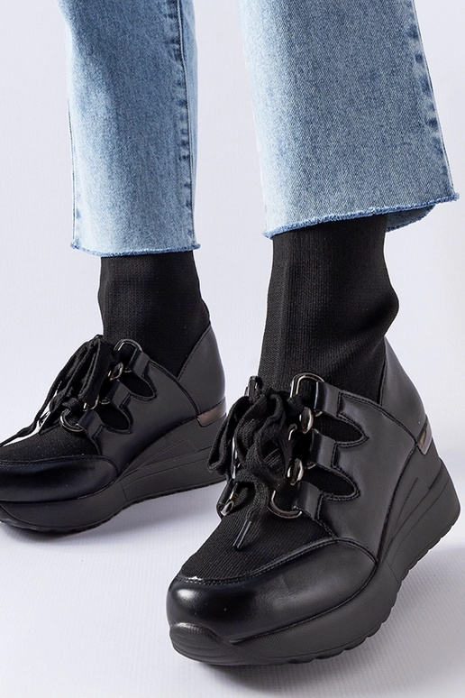 Čierne ponožkové čižmy Rochon na kline