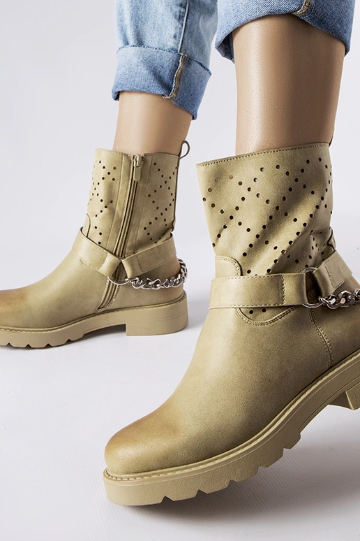 Zelené prelamované členkové čižmy s...