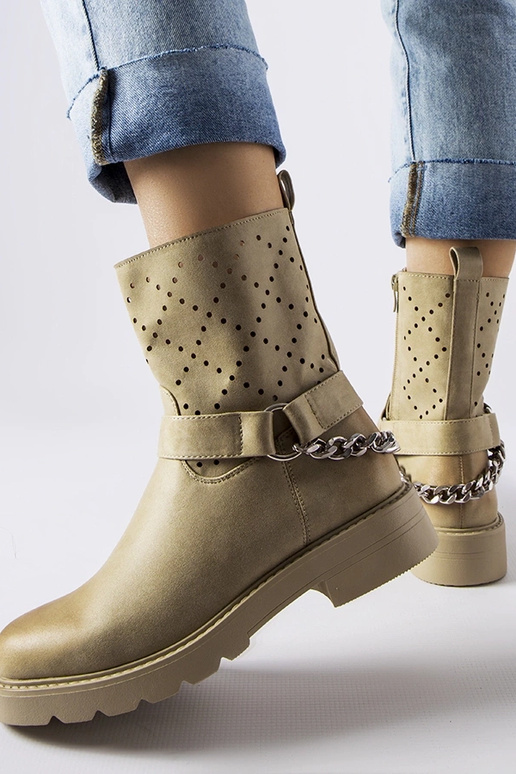 Zelené prelamované členkové čižmy s...