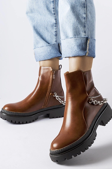 Hnedé členkové čižmy s...