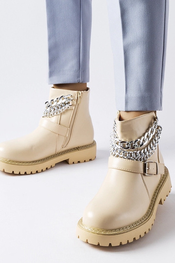 Béžové členkové čižmy s...