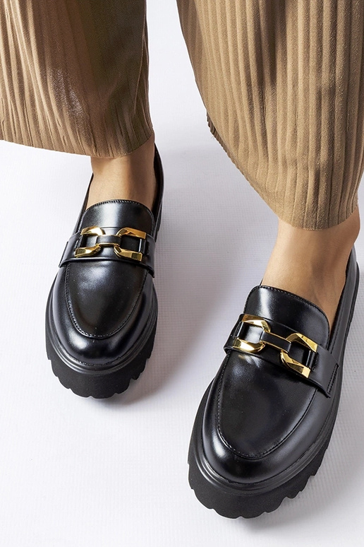 Čierne dámske mokasíny so sponou,...