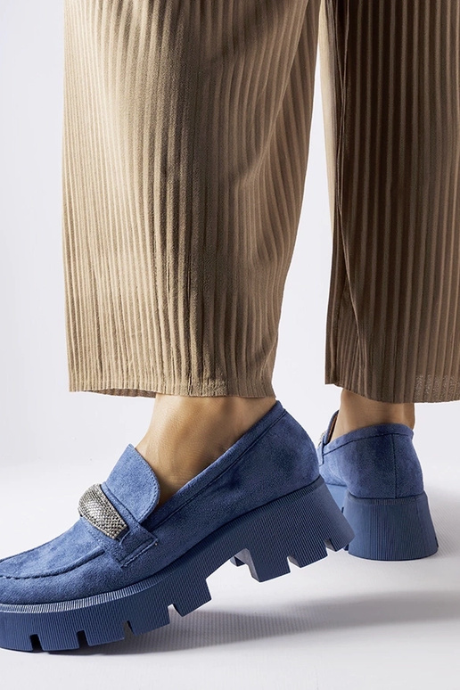 Modré mokasíny so zirkónmi Macario