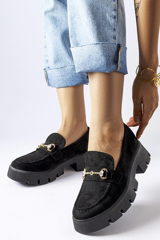 Čierne mokasíny s prackou a...