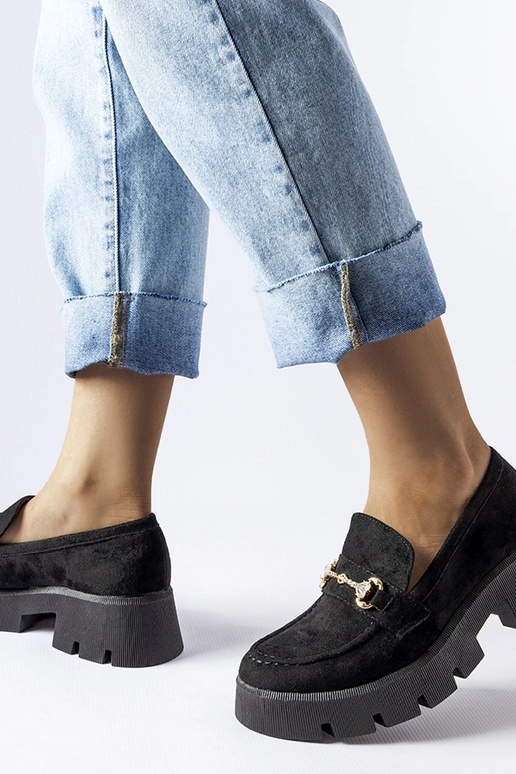 Čierne mokasíny s prackou a...