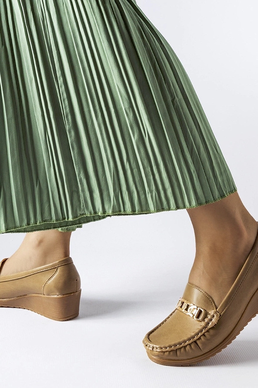 Hnedé mokasíny Lerino na klinovej pracke