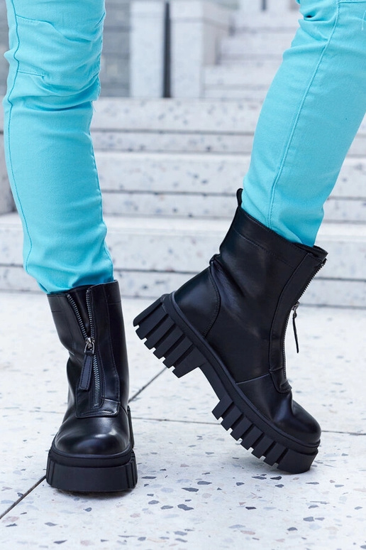 Čierne zateplené členkové čižmy so...