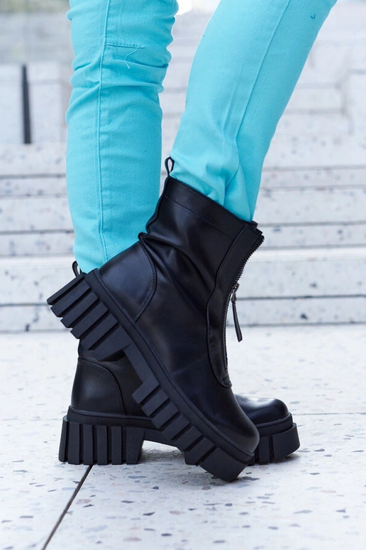 Čierne zateplené členkové čižmy so...