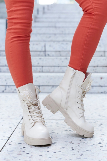 Béžové členkové čižmy s... 2