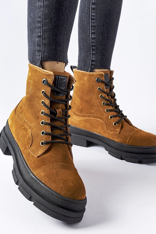 Hnedé kožené pracovné topánky, „BIG...