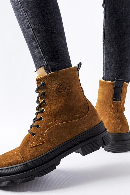 Hnedé kožené pracovné topánky, „BIG...