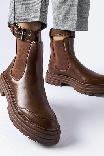 Hnedé členkové čižmy s...