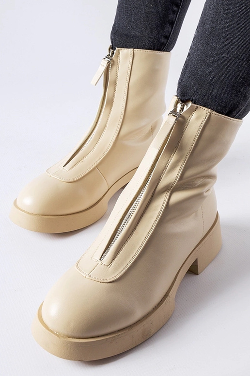 Béžové zateplené členkové čižmy so...