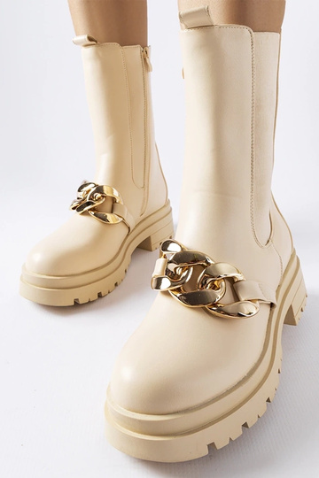 Béžové členkové čižmy s... 2