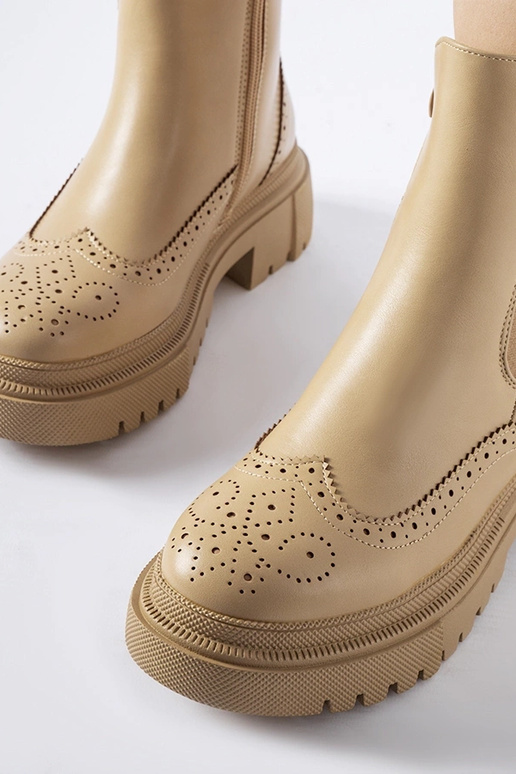 Tmavo béžové členkové čižmy s...