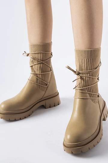 Béžové ponožkové čižmy so... 2