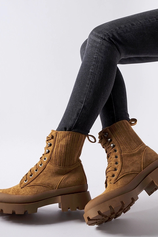 Hnedé eko-semišové členkové čižmy Orson