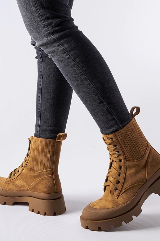 Hnedé eko-semišové členkové čižmy Orson