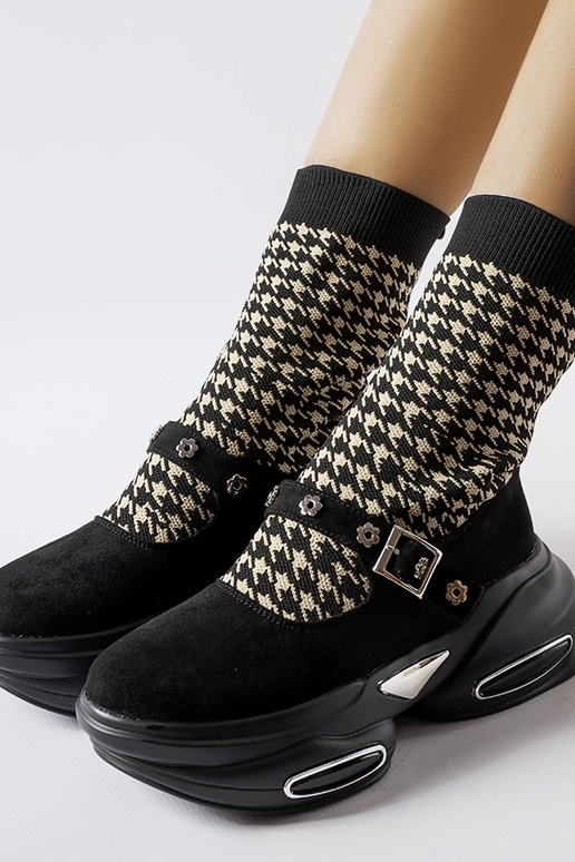 Ivanove čierne hundstooth členkové čižmy
