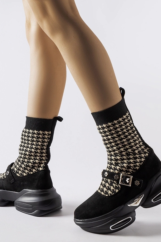 Ivanove čierne hundstooth členkové čižmy