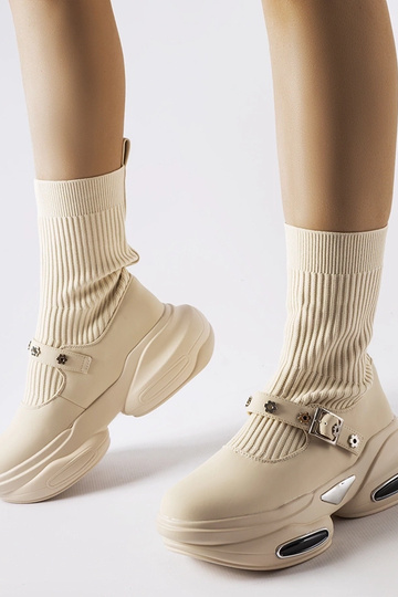 Krémové členkové čižmy s...