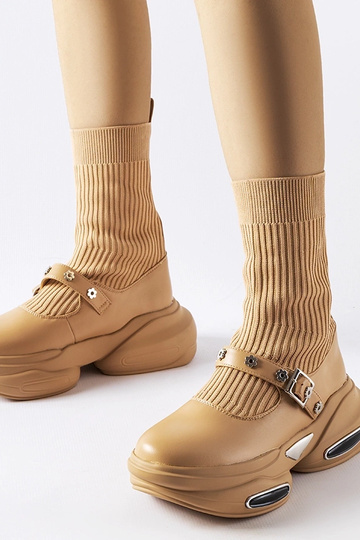 Ivana béžové ponožkové čižmy