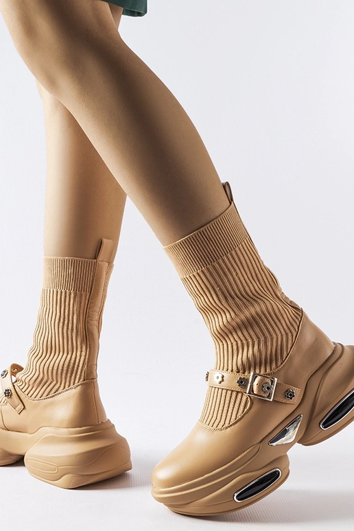 Ivana béžové ponožkové čižmy