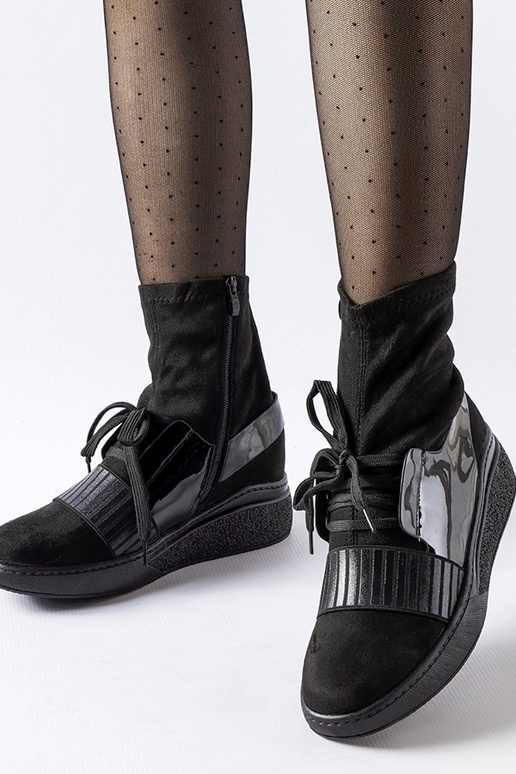 Čierne ponožkové čižmy na klinu Spoleto