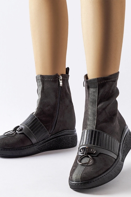 Sivé čižmy-socky na platforme,...