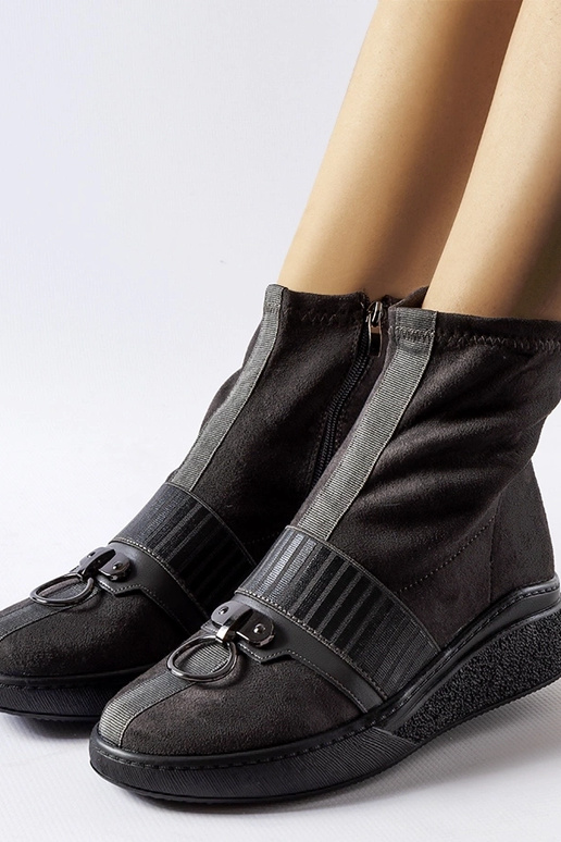 Sivé čižmy-socky na platforme,...