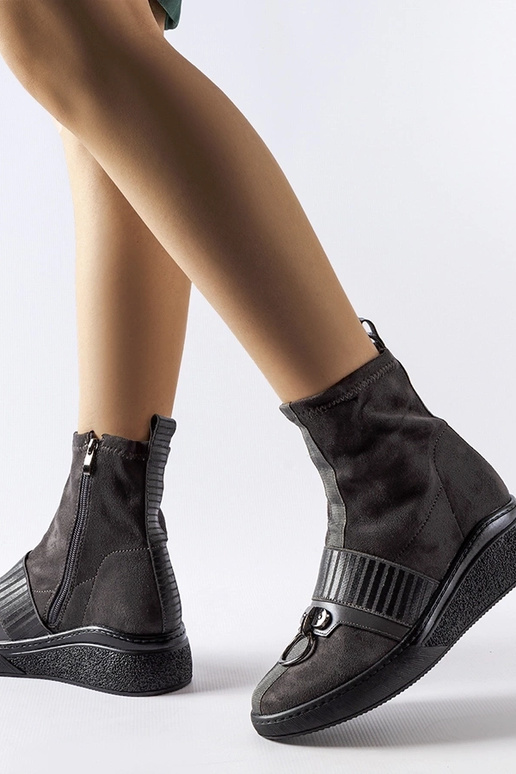 Sivé čižmy-socky na platforme,...