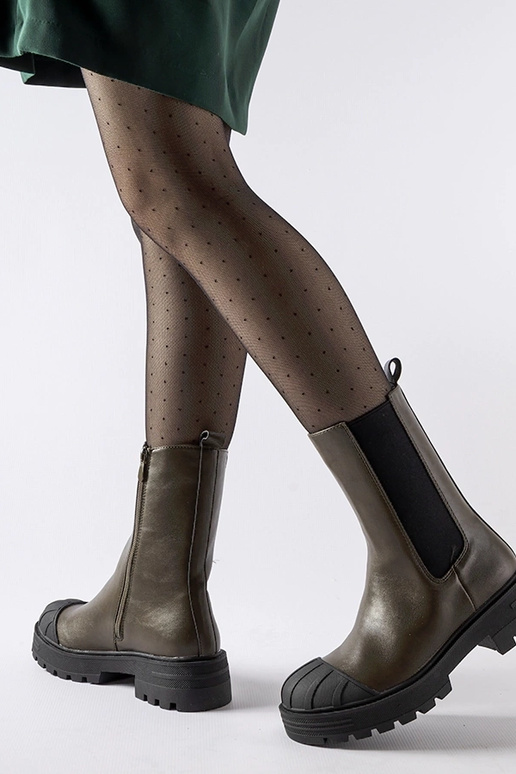 Tmavo zelené zateplené Chelsea Boots...