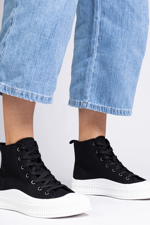 Čierne vysoké topánky na platforme,...