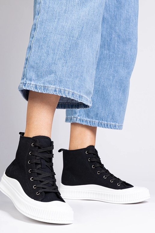 Čierne vysoké topánky na platforme,...