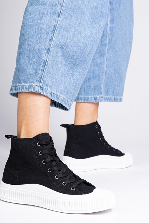 Čierne vysoké topánky na platforme,...