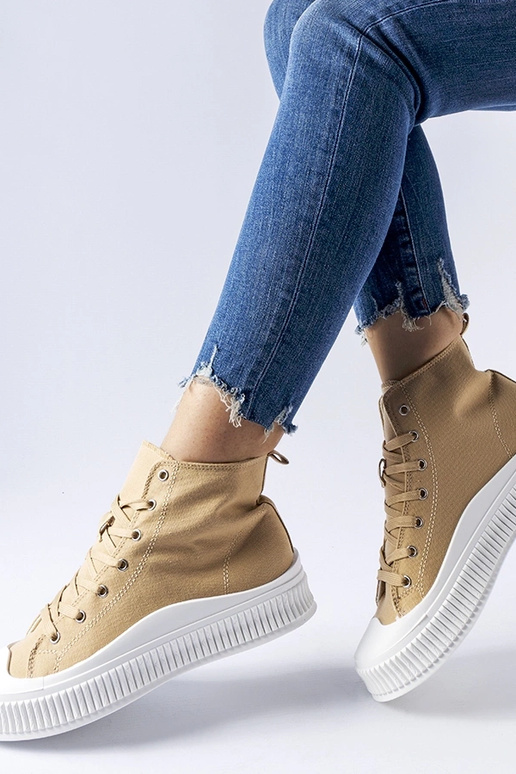 Tmavo pieskové topánky na platforme,...