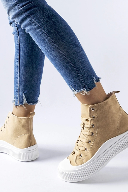 Tmavo pieskové topánky na platforme,...