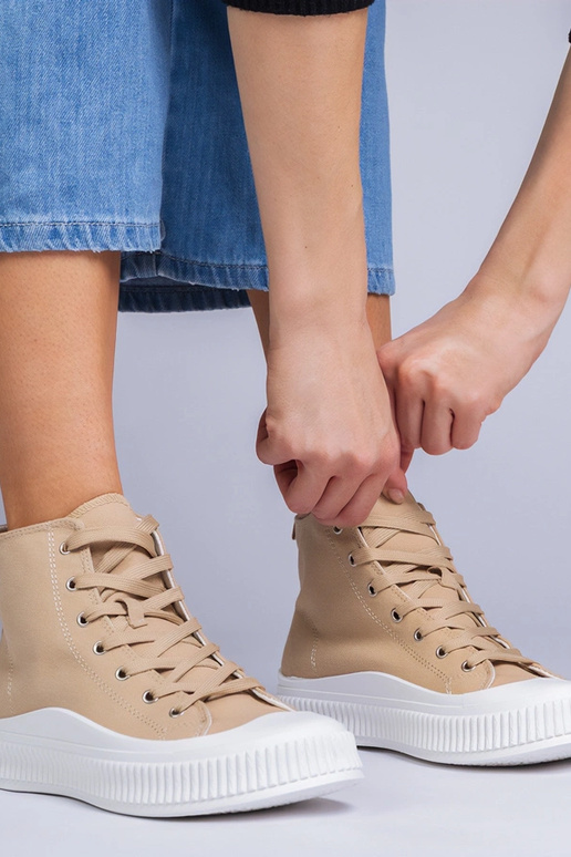 Tmavo pieskové topánky na platforme,...