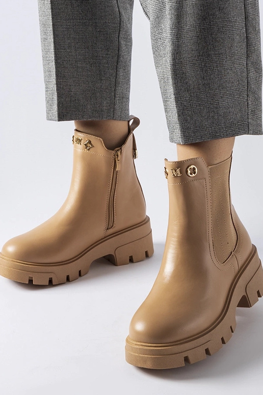 Béžové zateplené ozdobné členkové...