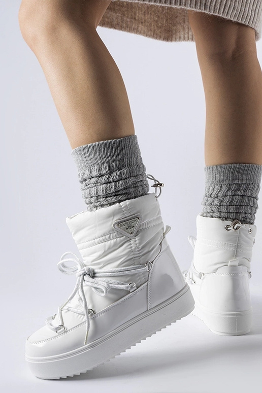 Biele zateplené snehule s gumičkou...