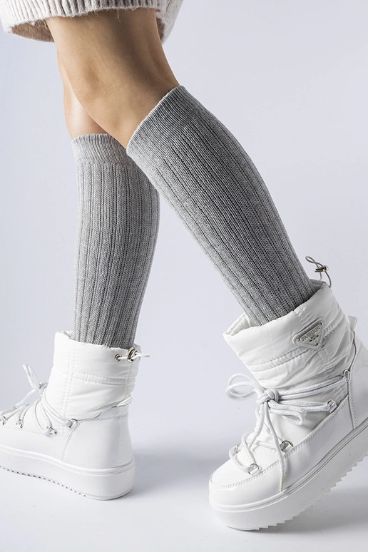 Biele zateplené snehule s gumičkou...