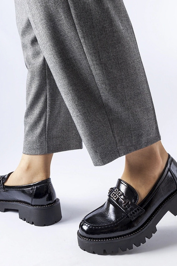 Čierne lakované mokasíny s... 2